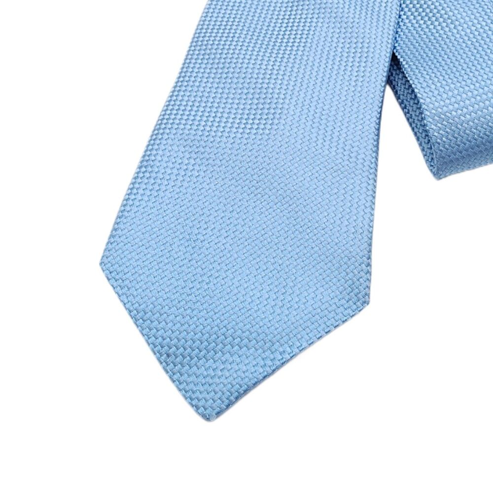 Dion Signature Silk Tie Mens 60” Sky Blue Woven Herringbone Designer Classic New